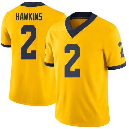 Brad Hawkins Michigan Wolverines Men's NCAA #2 Maize Limited Brand Jordan College Stitched Football Jersey KEP8854QW